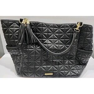 Steve Madden Black Union Quilt Diaper Bag With Tassle NWT Large